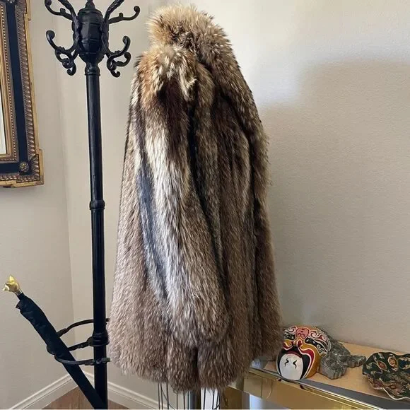 ♥️Luxurious Japanese Tanuki Fur Stroller Coat Vintage 1980s - Picture 7 of 16